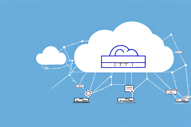 A cloud computing network with two distinct areas connected by a secure link