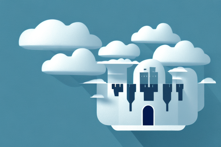 A cloud-shaped fortress surrounded by a security wall