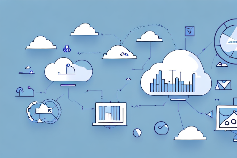 A cloud system with multiple data points and analytics being monitored