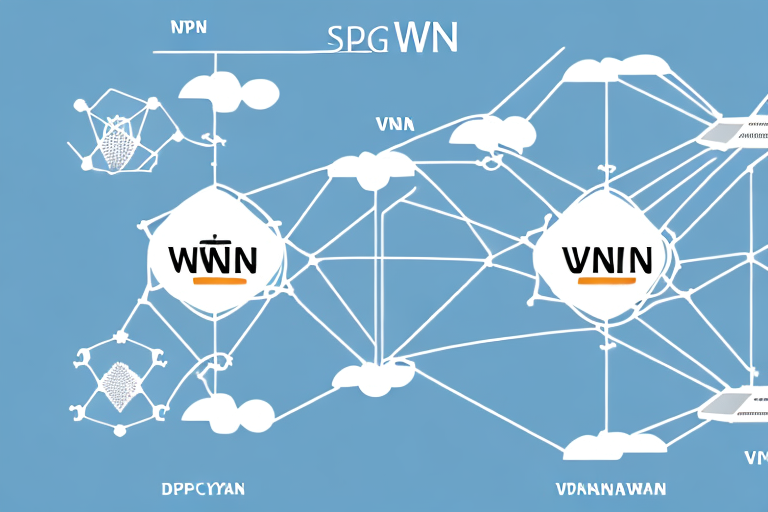 A network diagram showing the differences between a vpn sdwan deployment and a dia sdwan deployment